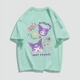 thumbnail image 1 of Camisetas Kawaii Sanrio Kuromi Pochacco Cinnamoroll My Melody Harajuku para mujer, camiseta Ullzang con gráfico de Anime, camiseta Y2K para mujerGreen-Kuromi, 1 of 5