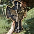 thumbnail image 4 of Archangel Michael Cross Solid Wood Carving Gift Wall Hanging Decoration Christian Patron Saint Michael Statue, 4 of 6