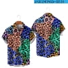 thumbnail image 3 of YLLMHH Men Stitched Leopard Harajuku Color Block Turndown Outdoor Street Short Sleeve Shirt 5XL, 3 of 7
