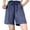 Dark Blue, variant on Clearance Sale! Women's High Waisted Wide Leg Jean Shorts Knee Length Denim Shorts With Drawstring Stretchy Casual Comfort Summer Black L Size