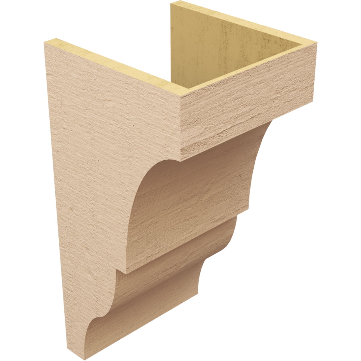12"W x 12"D x 24"H Wide Asheboro Rough Cedar Woodgrain TimberThane Corbel, Primed Tan