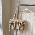 thumbnail image 5 of MMYGU Women Plain Drawstring Tote Bag with Canvas Large Tote Handbag Zipper Female Dating Bag Large Capacity Solid Undera, 5 of 9