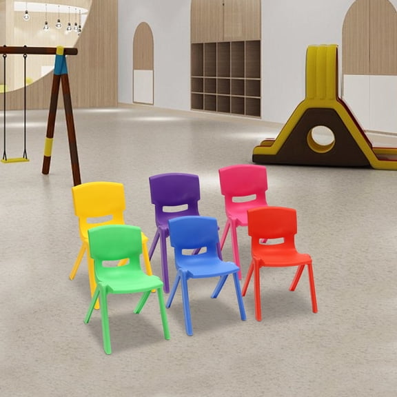 6 Pcs Stackable School Chairs, Plastic School Stack Chair 11 inch Seat Height Plastic Classrooms Chairs School Chair for Home School