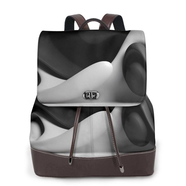 Balery Black White Fluid Sculpture Mochila de Cuero para Mujeres, Gran Capacidad, Bolsa de Viaje Multifuncional, Mochila de Cuero y Bolsa de Hombro para Mujeres