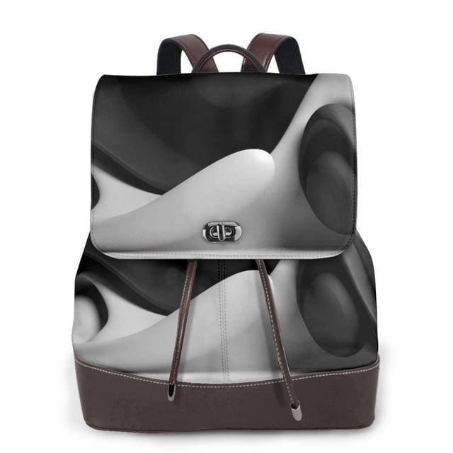 Balery Black White Fluid Sculpture Mochila de Cuero para Mujeres, Gran Capacidad, Bolsa de Viaje Multifuncional, Mochila de Cuero y Bolsa de Hombro para Mujeres