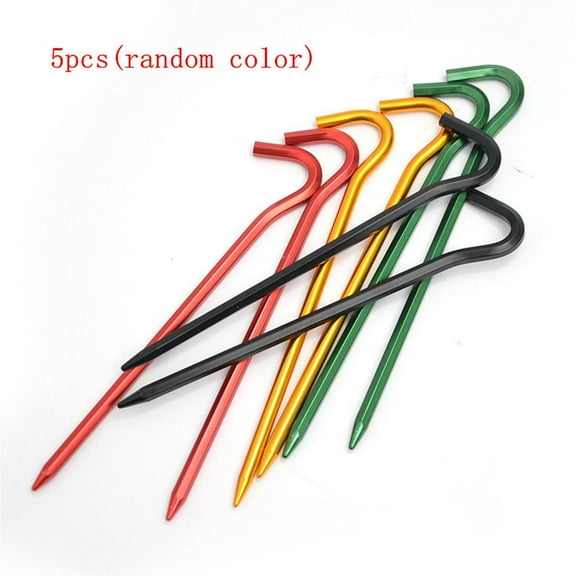 5Pcs Tent Stakes Aluminum Alloy Canopy Stakes Spike Unbreakable Camp Tent Pegs