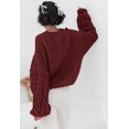 thumbnail image 4 of PRETTYGARDEN Womens Sweaters Spring 2025 Cable Knit Long Sleeve Crewneck Oversized Sweater Chunky Pullover Loose Outfits, 4 of 8