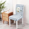 thumbnail image 5 of Large Fall Blue Dining Room Chair Cover Set of 4, Stretch Spandex Parsons Chair Cover, Farmhouse Thanksgiving Buffalo Plaid Decorations Kitchen Chair Seat Cover Protector (Blue Pumpkin, 4 Pack), 5 of 6