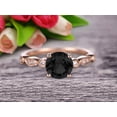thumbnail image 1 of 1.50 Carat Round Cut Black Diamond Moissanite Engagement Ring On 10k Rose Gold Art Deco Antique, 1 of 4