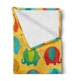 thumbnail image 2 of Jungle Soft Flannel Fleece Throw Blanket, Elephants Ornate Details Cartoon Jungle Mammal Thailand Zoo Animal, Cozy Plush for Indoor and Outdoor Use, 50" x 70", Multicolor, by Ambesonne, 2 of 5