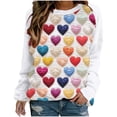 thumbnail image 1 of VALMASS Chandails en Molleton Col Rond pour Femmes Saint-Valentin Imprimé Floral Manches Longues Mode Décontractée Blouses Sans Capuche (S, Blanc), 1 of 3