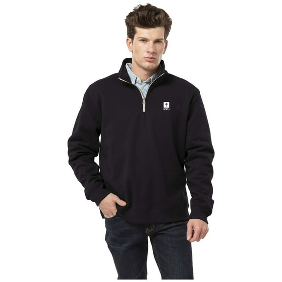 Men's League Collegiate Wear Black NYU Violets Essentials Fleece 2.0 Quarter-Zip Jacket