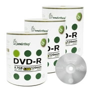 300 Pack Smartbuy 16X DVD-R 4.7GB 120Min Logo (Non-Printable) Data Blank Media Recordable Disc