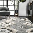 thumbnail image 3 of nuLOOM Savannah Moroccan Tasseled Wool Area Rug, 6' x 9', Black, 3 of 9