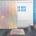 thumbnail image 2 of Bath Curtain & 60x72in Non-Slip Bath Mat Set 12-Grommet Shower Curtain Memory Foam Bath Rug Rainbow-colored Stars and Dots, 2 of 8