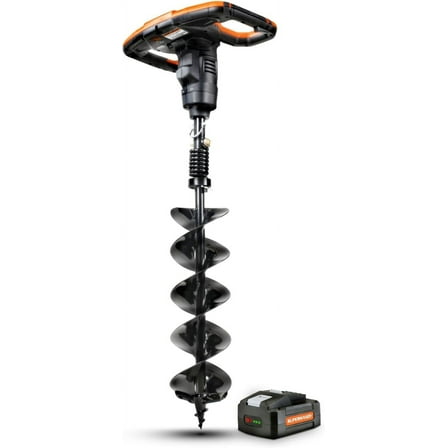 SuperHandy Electric Earth Auger and Drill Bit (Upgraded Design) - 48V 2Ah Battery System, 6" x 30" Drill Bit, 3/4" Shaft