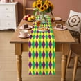 thumbnail image 2 of Green Purple Plaid Table Runner 70 Inches, Modern Geometric Minimalist Checkered Bed Runner Dresser Scarves Tabletop for Indoor Outdoor Parties/Ceremony/Banquet, 13" x 70", 2 of 9
