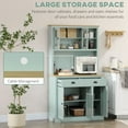 thumbnail image 4 of HOMCOM 71" Freestanding Pantry, Kitchen Buffet with Hutch, Modern Storage Cabinet with Drawers, Glass Doors, and Adjustable Shelves, Light Green, 4 of 10