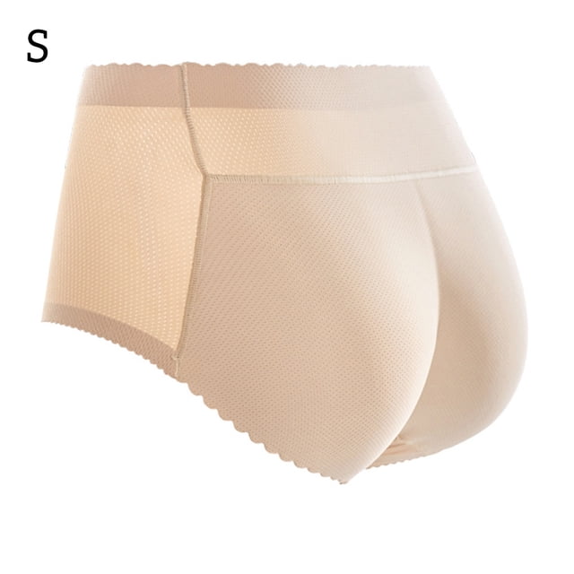 Calzoncillos con almohadilla de malla de culo falso realzador de levantador de cadera de mujer ropa interior sexy, beige, S Yuarrent AP001093-01