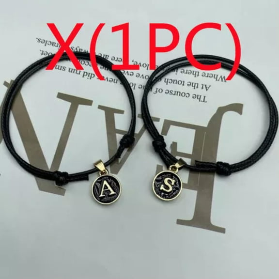 EOEMY Handmade A-Z Letters Bracelet Black Rope Adjustable Women Men Couples Jewelry-X
