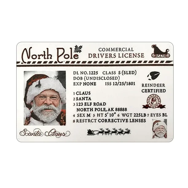 1 pieza 2024, nuevo producto, creativo, Papá Noel perdido y perdido, licencia de conducir de trineo para niños, regalo, licencia de vuelo de Papá Noel