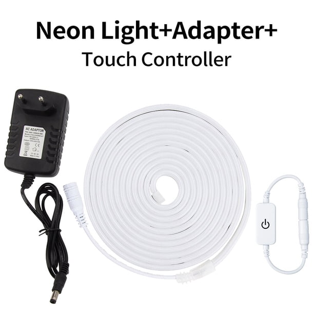 Tira de luces LED de neón para decoración del hogar, tira de luces LED de 12V CC, resistente al agua, SMD 2835, Flexible, color blanco cálido, 1M, 2M, 5M