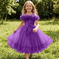 thumbnail image 5 of WRKEKC Girls Floral Dress Sleeveless One Shoulder Sequin Sparkle Tulle Wedding Pageant Gown Breathable for 7-13 Years, 5 of 6