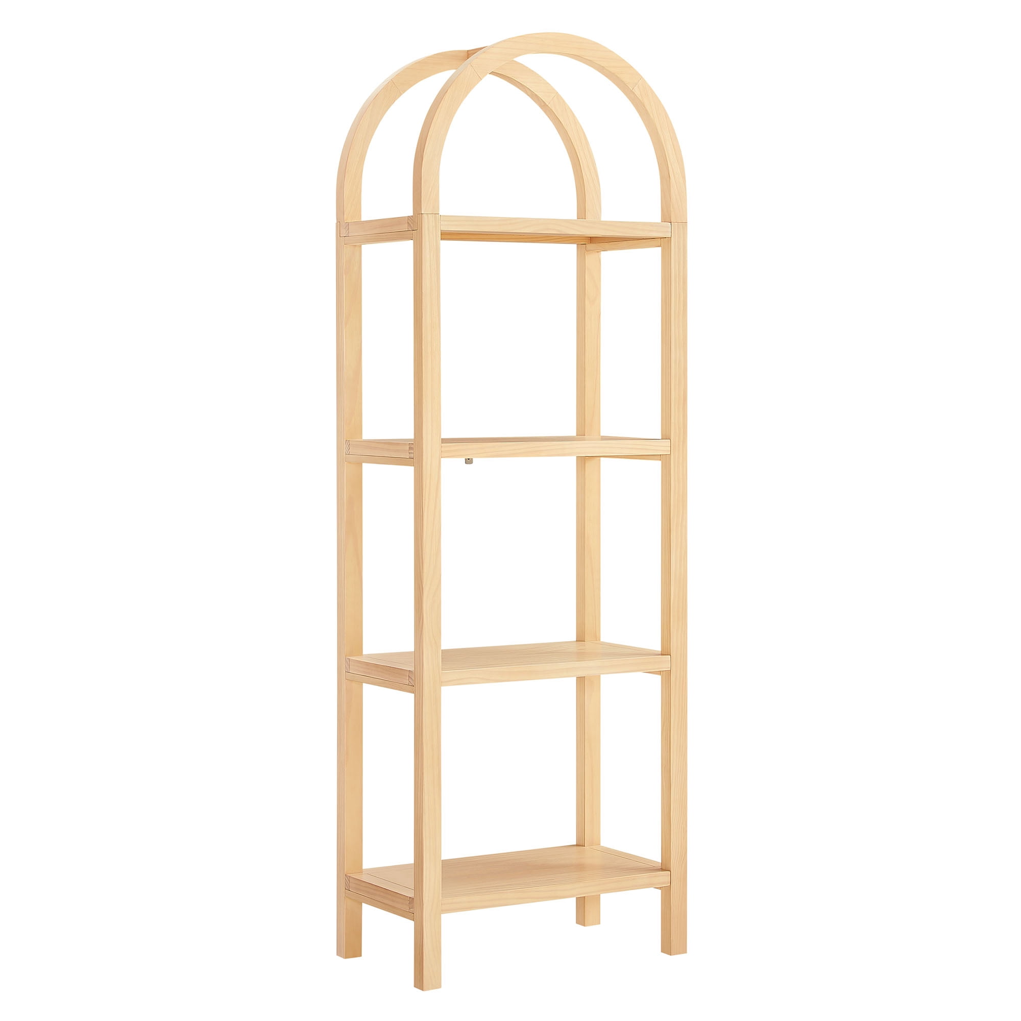 Vexley 72 Inch Tall Narrow Arched Bookshelf in Natural