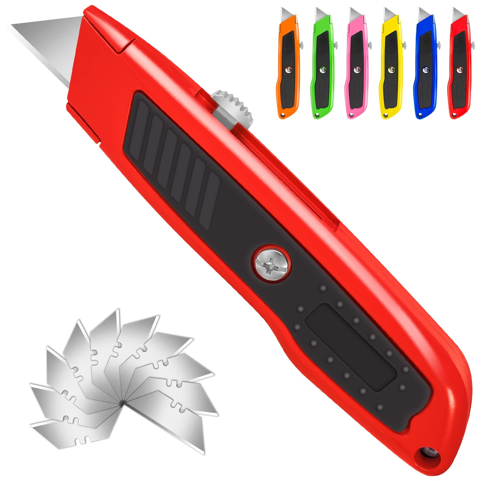 Inwell Retractable Utility Knife Set, Heavy Duty Box Cutter With 6pcs SK5  Blades, 40 Degree Angle Designed, Premium Utility Knife for Carpet