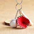 thumbnail image 4 of Modern Jewelry Mini Baseball Bat Glove Set Faux Leather Wood Key Chain Keyring, 4 of 7