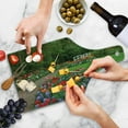 thumbnail image 4 of Garden Cutting Board, Spring Garden with Forest Hut Small Bridge Plants Flowerbedsnd Walkway, Decorative Tempered Glass Cutting and Serving Board, Wine Bottle Shape, Green and Purple, by Ambesonne, 4 of 5