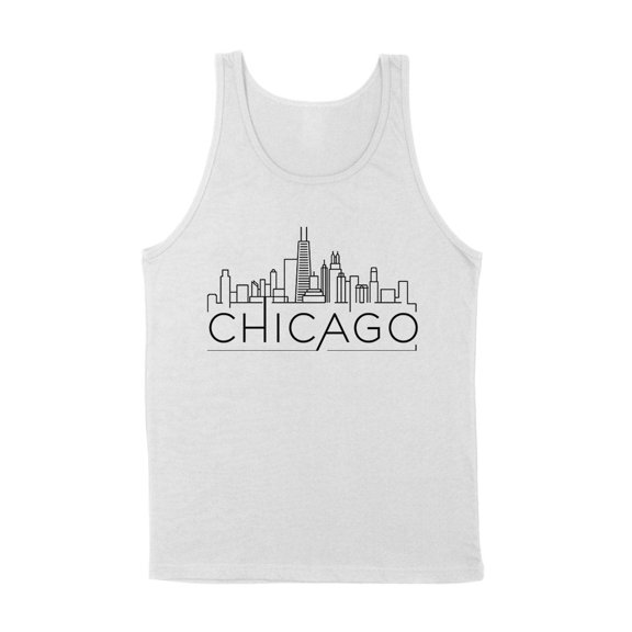 Skyline Chicago Illinois Tank Top Unisex Large White