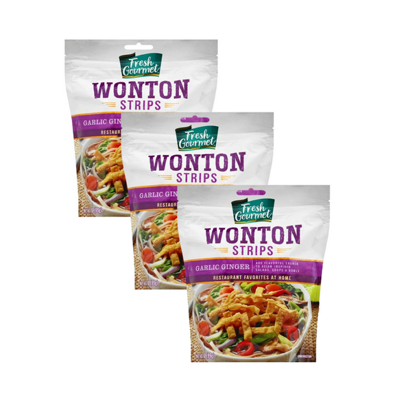 Fresh Gourmet Garlic Ginger Wonton Strips, 3.5 oz (3-Pack)