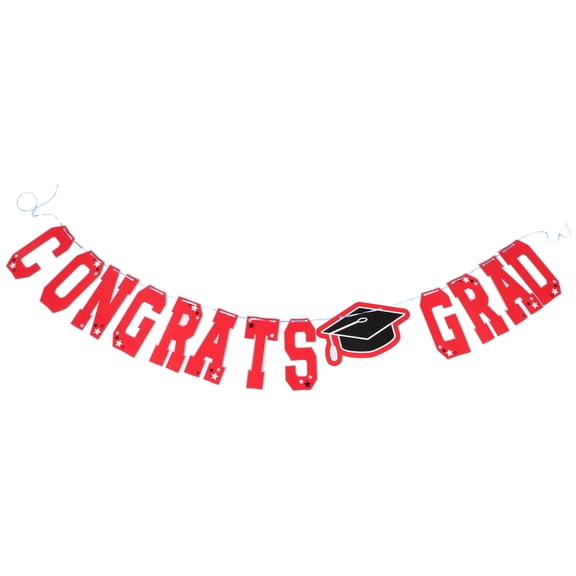 OUNONA Red Graduation Hanging Banner, Party Decoration for Photo Backdrop, Wall Ornament, and Celebration Decor