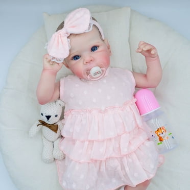 iCradle Lovely Reborn Baby Dolls Girl Full Body 18 inch Newborn Babies Hand Painted Hair Birthday Gift for Kids 3 