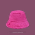 thumbnail image 2 of AJGRHE Womens Winter Bucket Hat Warm Solid Color Wide Brim Caps Winter Hat Thickened Warm Fisherman Cap For Girls Outdoor Travel Hot Pink One Size, 2 of 5