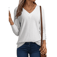 thumbnail image 2 of SOMER Women Tops Going Out Long Sleeve Shirts for Women Dressy Casual V Neck Blouses Hollow Out Lace Embroidered Tops,2025 Fall, 2 of 8