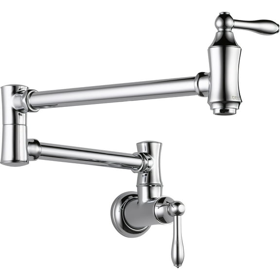Delta Faucets Victorian Dual Swing Pot Filler Wall Faucet, Chrome | 1177LF
