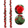 thumbnail image 2 of Paquete de 2 plantas de flores de vid de rosas falsas, guirnaldas de rosas colgantes de flores artificiales de rosas rojas de 2,2 metros de largo para el hogar y el Hotel Rojo Verde, 2 of 5