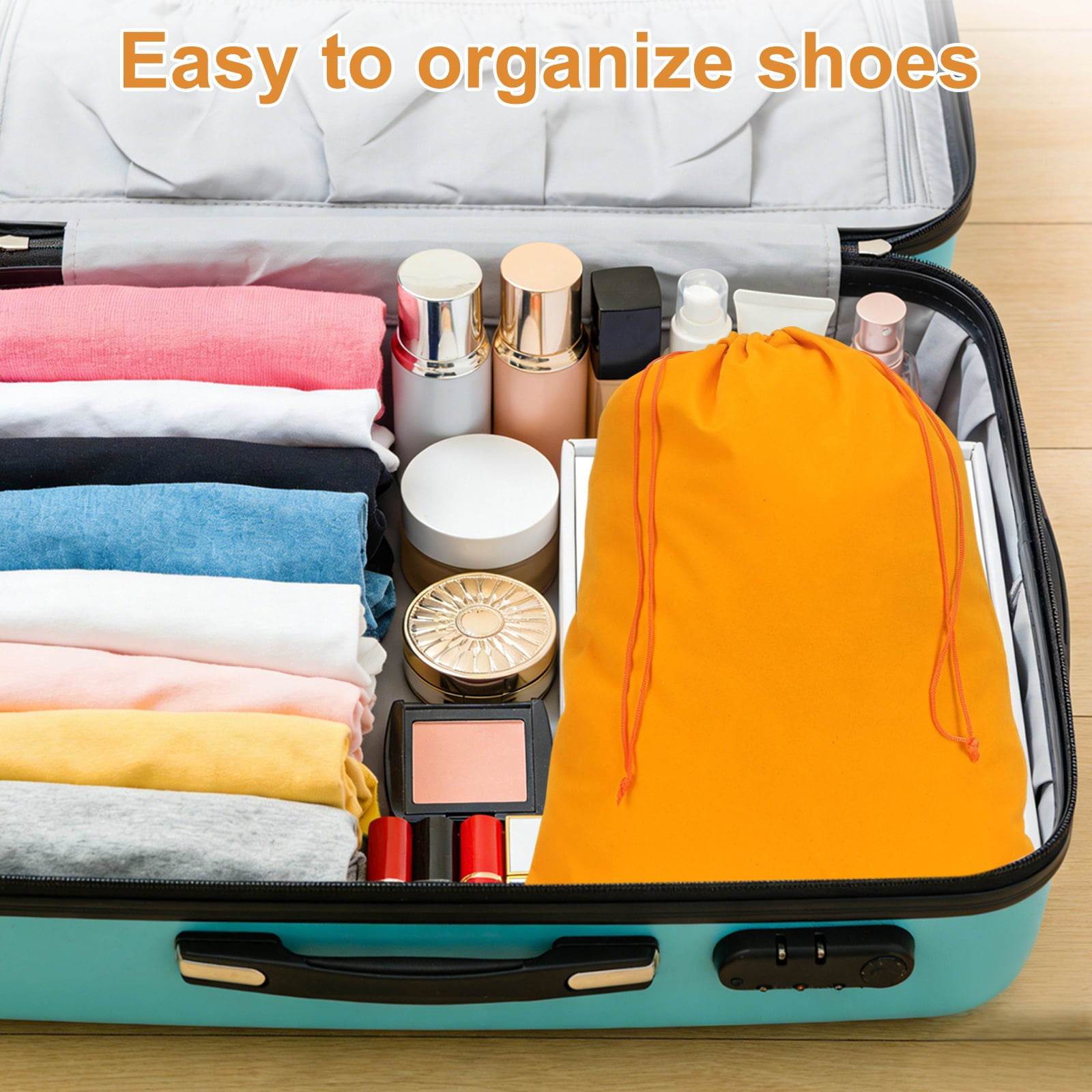 Uxcell Cloth Shoe Bags for Travel, Flannel Pouch with Drawstring Closure Washable Breathable Cotton Fabric, 15.8x11.8" & 4 Pcs & Gray- Fit for (Men Women/Luggage/Storage)