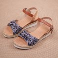 thumbnail image 6 of Women’s Flat Sandals, Soft Straps Slip-on Open Toe Light Weight Elastic Slingback Comfort Casual Walking Sandals Blue 5.5, 6 of 7