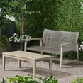 thumbnail image 3 of Beacher Spender Outdoor Wood and Wicker Loveseat and Coffee Table Set, Mixed Black, 3 of 7