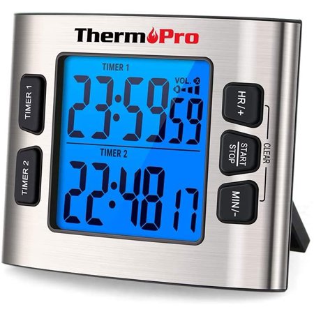 ThermoPro TM02 Digital Kitchen Timer with Dual Countdown Stop Watches Timer/Magnetic Timer Clock