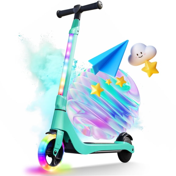 Electric Scooter for Kids – 6 MPH Top Speed, Up to 5 Miles Range, 5.3" Solid Tires & Front Light – Adjustable Height Kick Scooter for Ages 6-12
