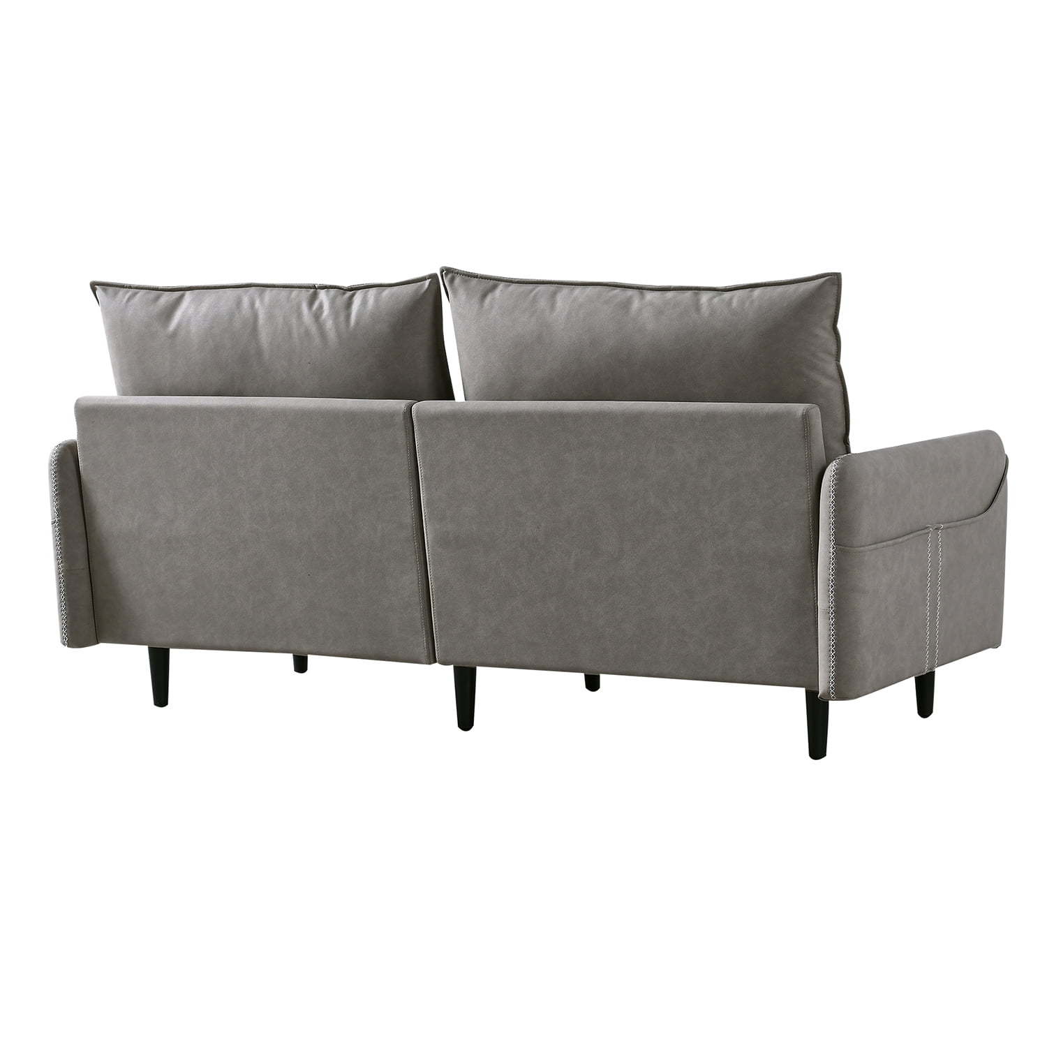 Kadyn Tufted Sofa, Mid-century Modern Couch for Bedroom, 3-seat Upholstered Sofa with 2 Pillows, Gray