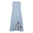thumbnail image 5 of Maxi Sundress for Womens Summer Casual Sleeveless Flowy Long Dress Beach Floral Print Dresses with Pockets Cocktail Dresses for Women Plus Size Light Blue XXL, 5 of 5