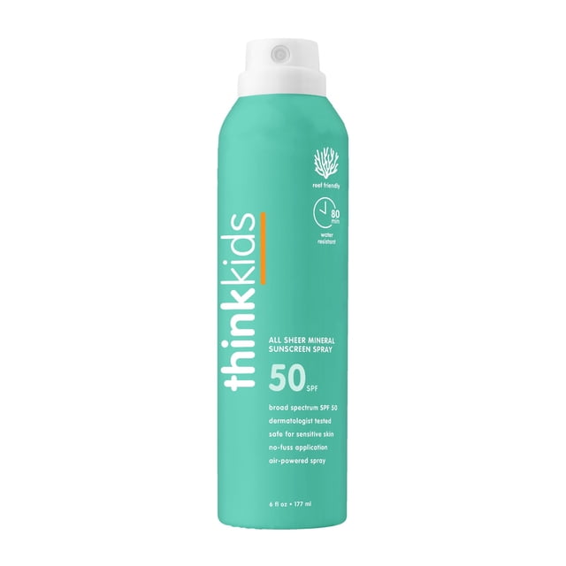 Protector solar en aerosol THINKSPORT Kids SPF 50, 177 ml, resistente al agua