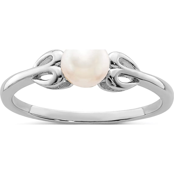 Sterling Silver Rhodium-Plated Fw Cultured Pearl Ring (Size 7) Made In China qbr20jun-7