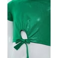 thumbnail image 6 of inlzdz Girls Metallic Shiny Hip Hop Jazz Dance Crop Top Performance Glitter T-Shirt Disco Party Dancewear Dark Green 130, 6 of 7