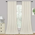 thumbnail image 1 of Haperlare Creamy Velvet Curtains 108 inches Extra Long Pom Pom Tasseled Room Darkening Drapes Soft Luxury Rod Pocket Window Curtain for Bedroom Living Room, 2 Panels, 1 of 8